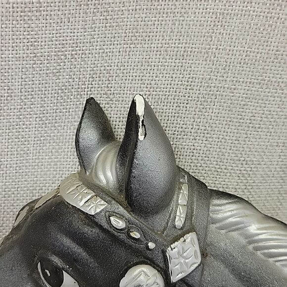 Pair Black Stallion Horse Wall Plaques Chalkware Plaster Miller Studios 1964 - Picture 4 of 11